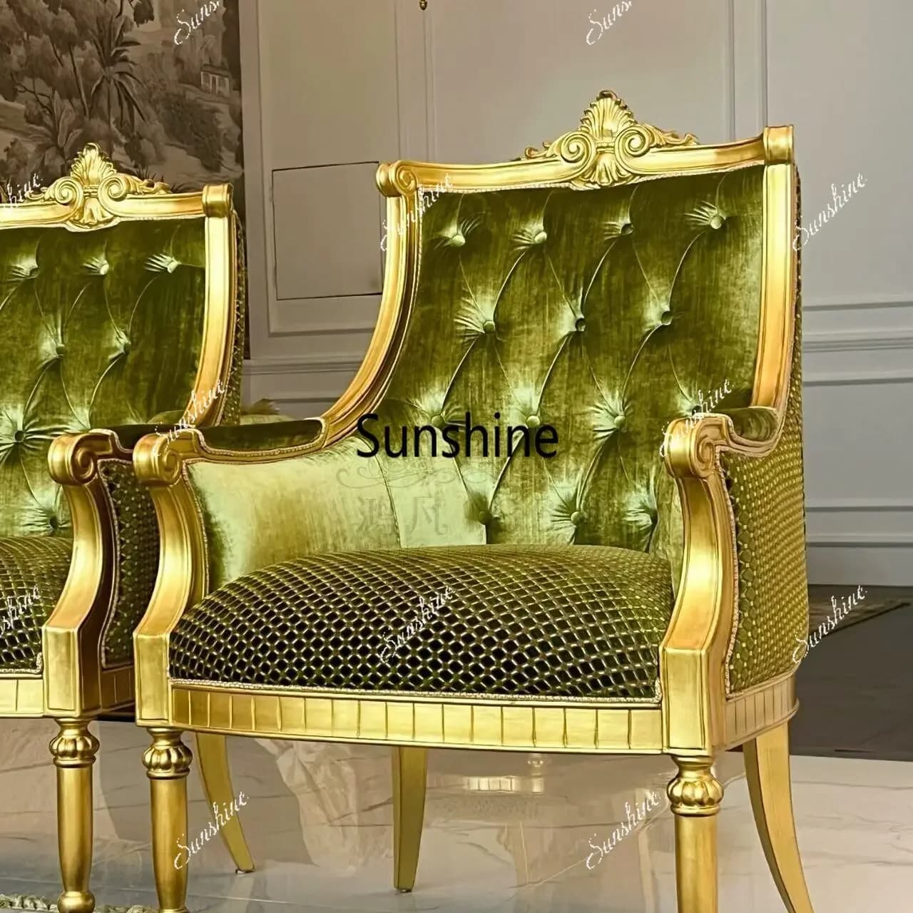 French romantic luxury solid wood fabric sofa carved villa high-end living room combinationY