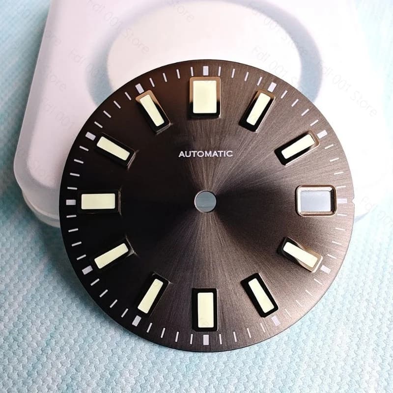 High Quality Sun Gray Modified Dial For NH35 Movement Green Luminous Real Nail Plate