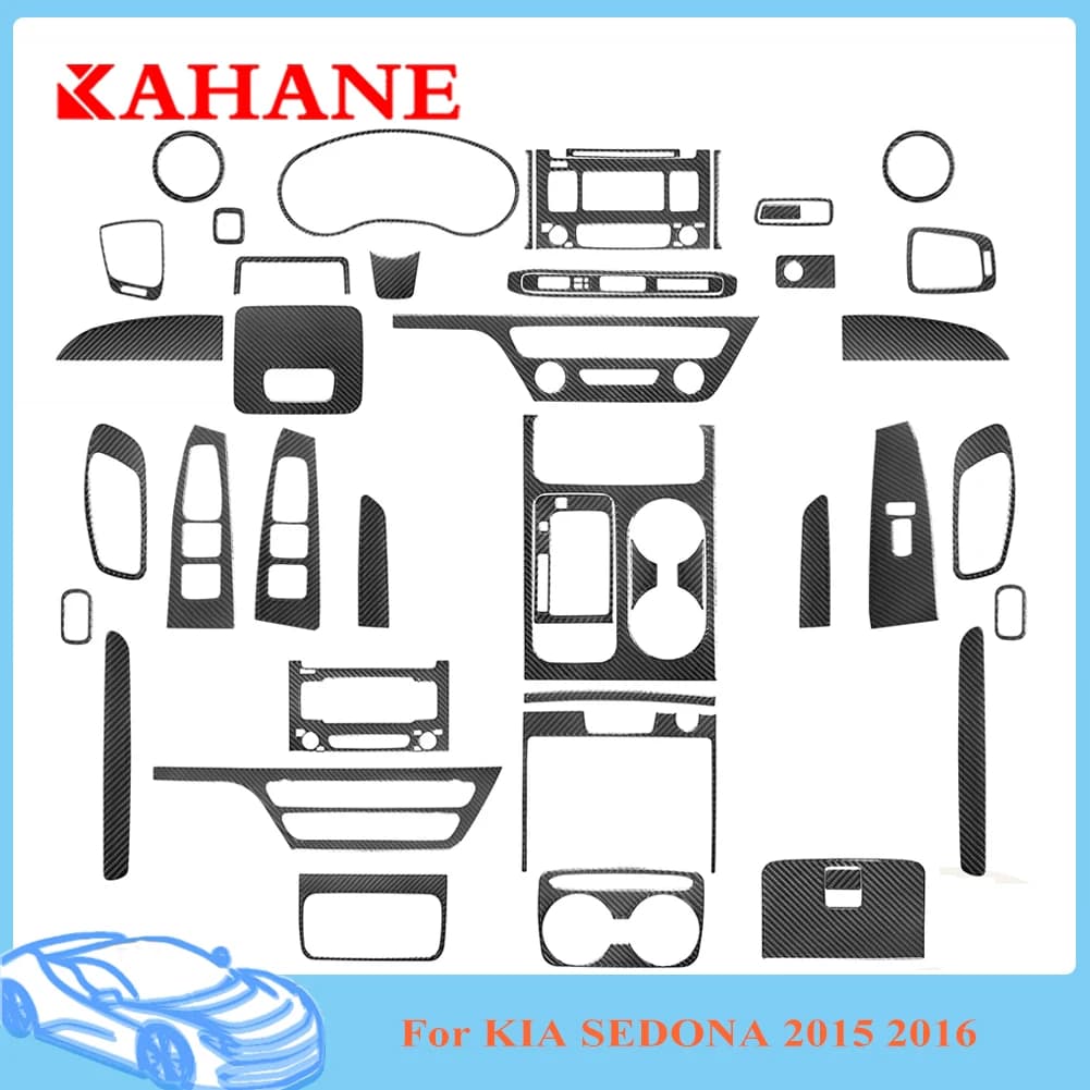 For KIA SEDONA 2015 2016 Carbon Fiber Car Stickers Car Interior Cover Trim Air Condition Panel Decoration Moulding Accessories