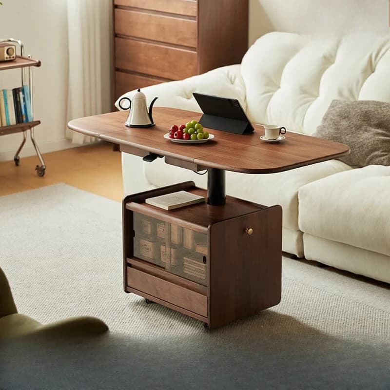 Black walnut lifting coffee table to the living room solid wood desk small apartment side table mobile tea table