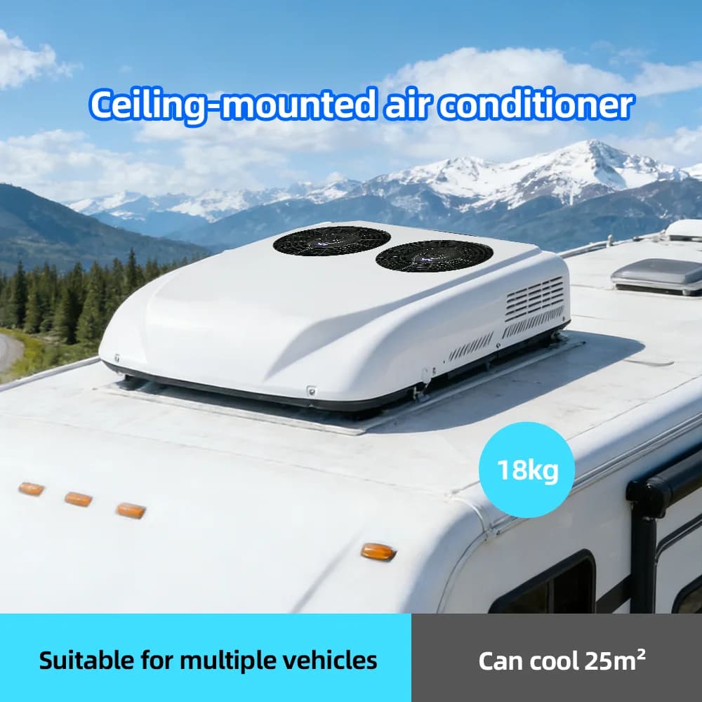 12V 24V DC Rooftop Air Conditioner, All-in-One Parking Cooler High Efficiency Rooftop Mount Air Conditioner for Semi Trucks, RVs