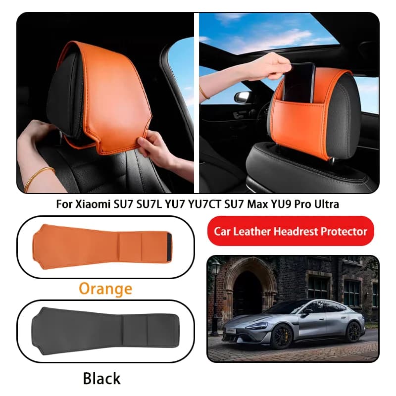 Leather Car Headrest Cover Anti-dirty and Wear-resistant For Xiaomi SU7 SU7L YU7 YU7CT SU7 Max YU9 Pro Ultra