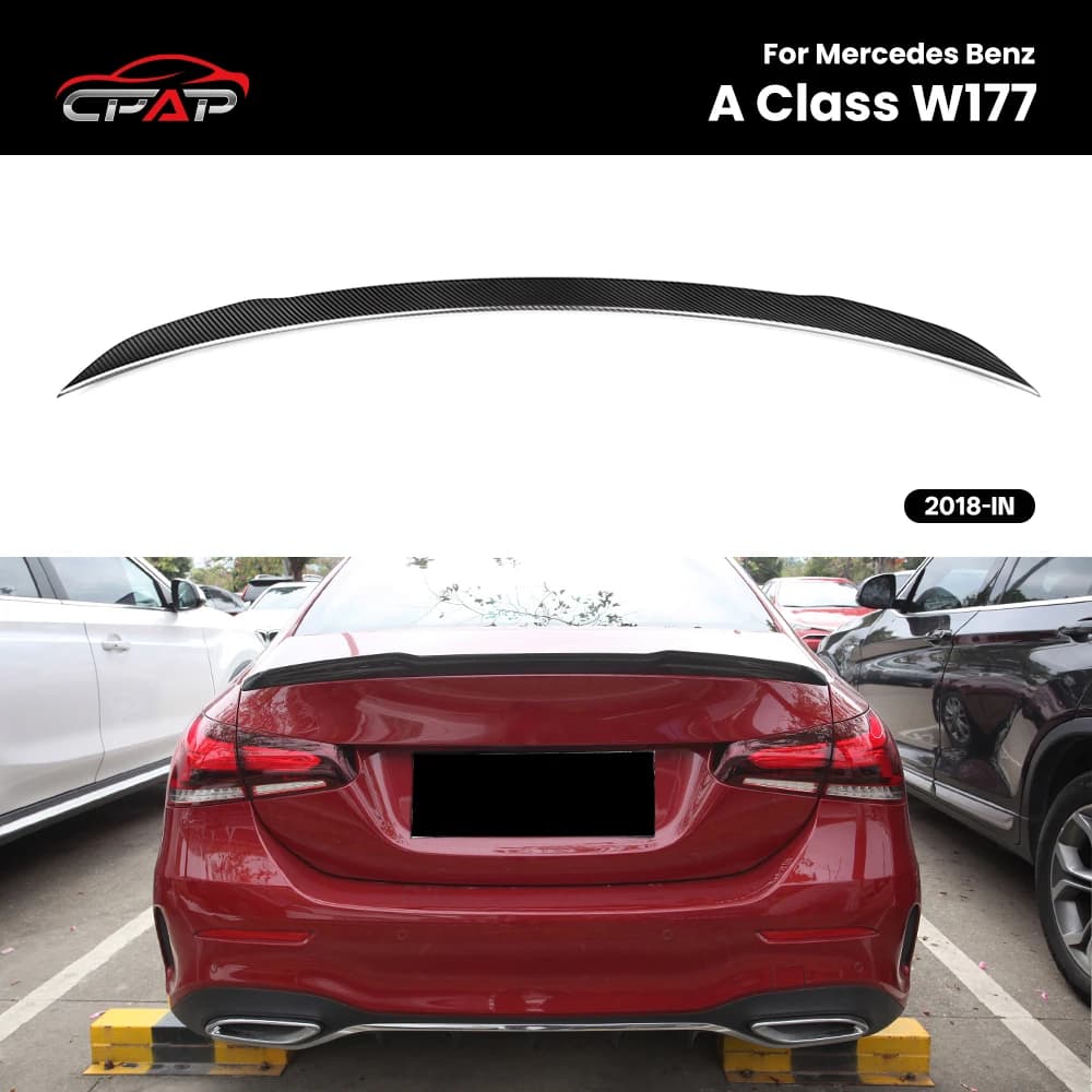 Real Dry Carbon Fiber Rear Trunk Roof Spoiler Boot Wing For Mercedes Benz A Class W177 OEM Style 2018-IN