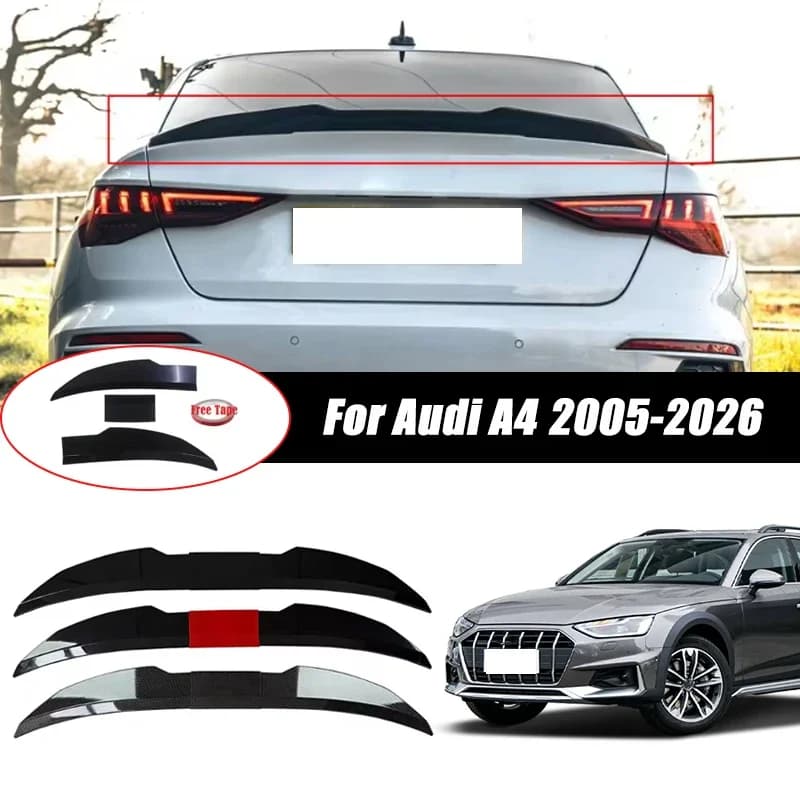 3pcs Sedan Rear Trunk Spoiler For Audi A4 2005-2026 Adjustable DIY Modified Trunk Spoiler Automotive Accessories