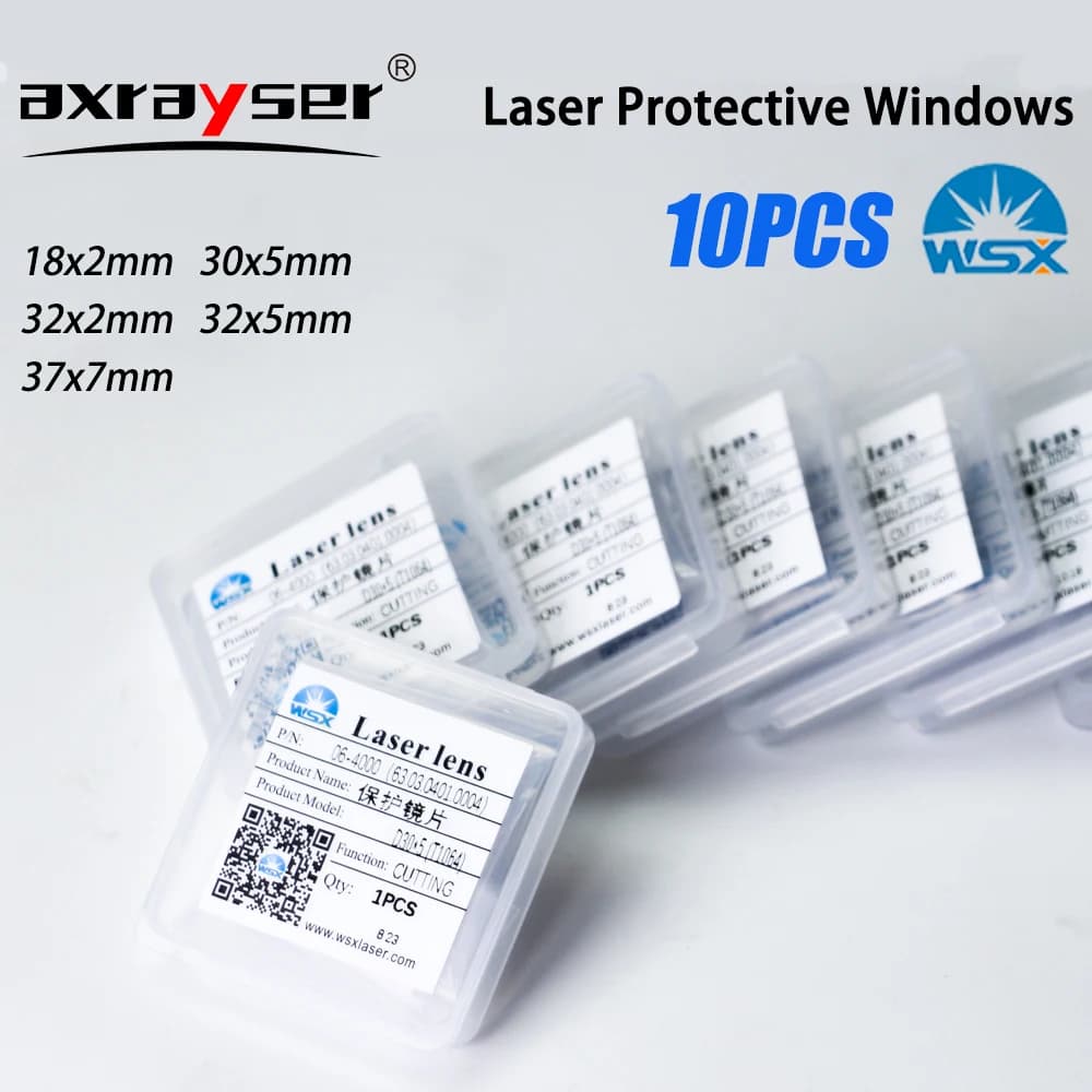 10PCS WSX Original Fiber Laser Lens Protective Windows 4-15KW 1064nm JGS1 Fused Silica Optical 18x2 20x2 For Fiber Cutting Head