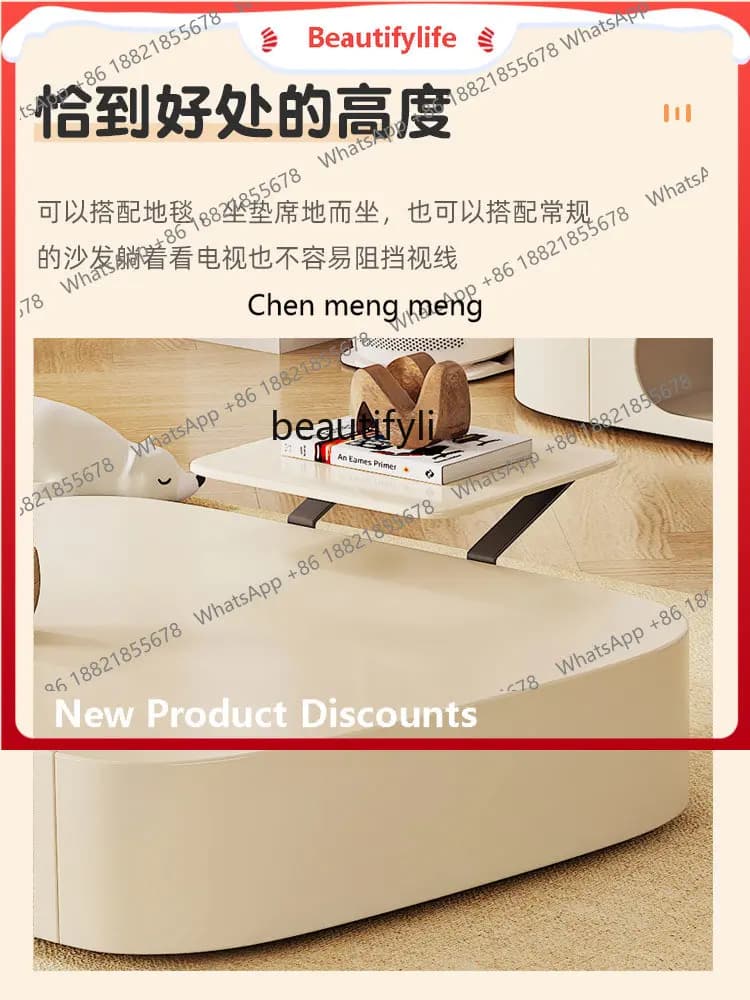 scn8617 Modern Simple Coffee Table TV Cabinet Unit Small Apartment Living Room French Paint Locker