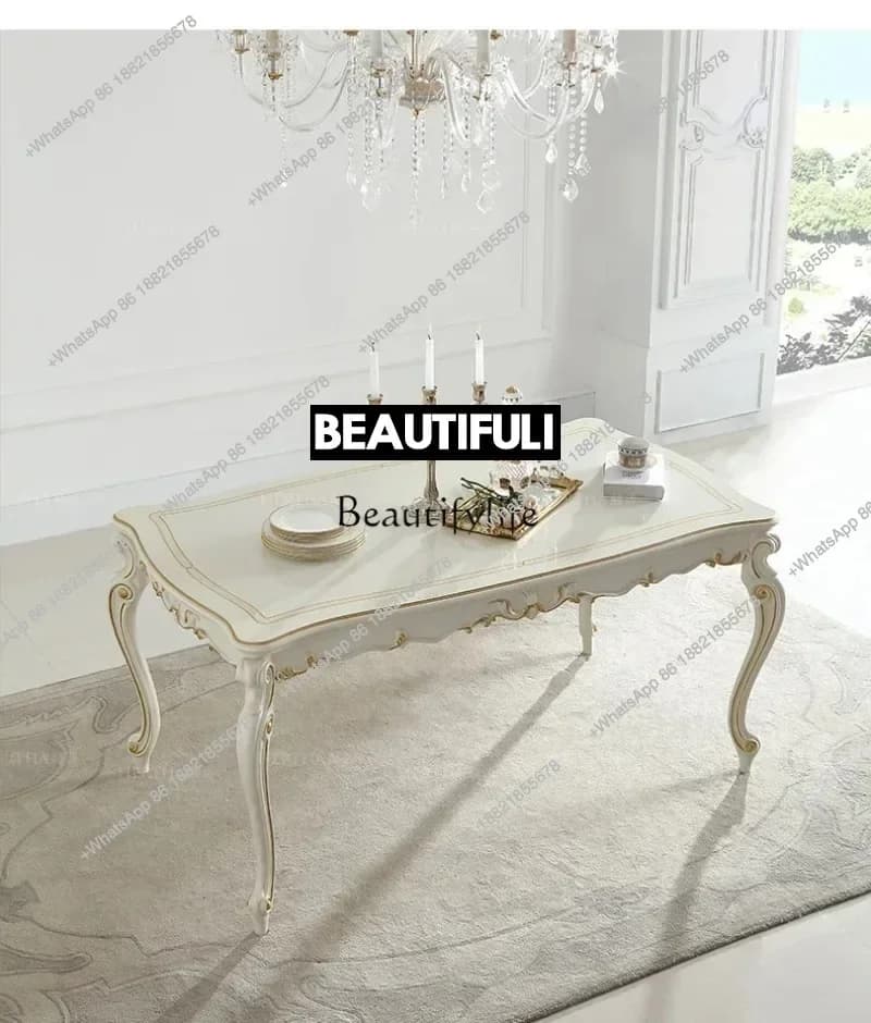 French Pastoral Dining Table And Chair Combination Niche 1.6M Non-full Birch European Style
