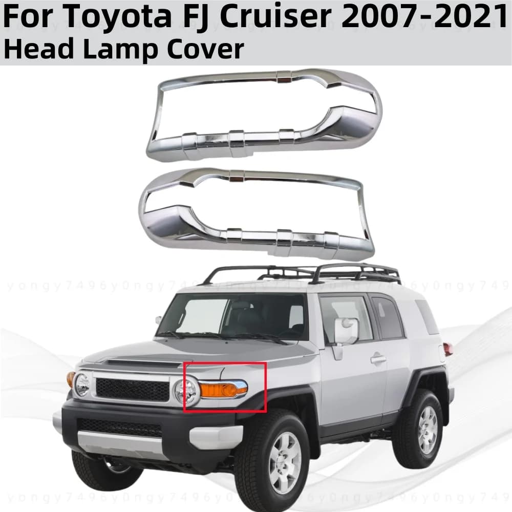 Car Upgrade Chrome Accessories Plated Head Lamp Cover Trim Paste Style For Toyota FJ Cruiser 2007 2008 2010 2012 2014 2018 2021