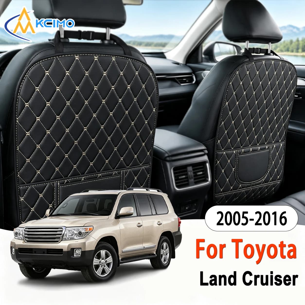 PU Leather Rear Seat Anti-kick Mat For Toyota Land Cruiser 2005-2016 Quick Install Excellent, Easy Clean Car Seat Accessories