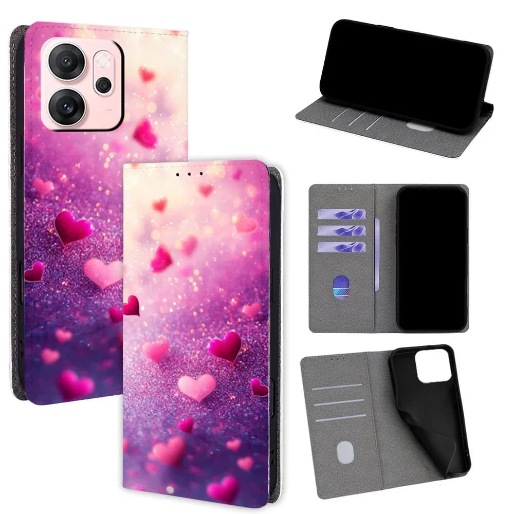 Magnetic Flip Phone Cover for Oppo Find X9 X8 X7 Ultra X6 X3 /R15 R11s K10 F31 F19/K13 Turbo Pro with Built-in Wallet Card Slots