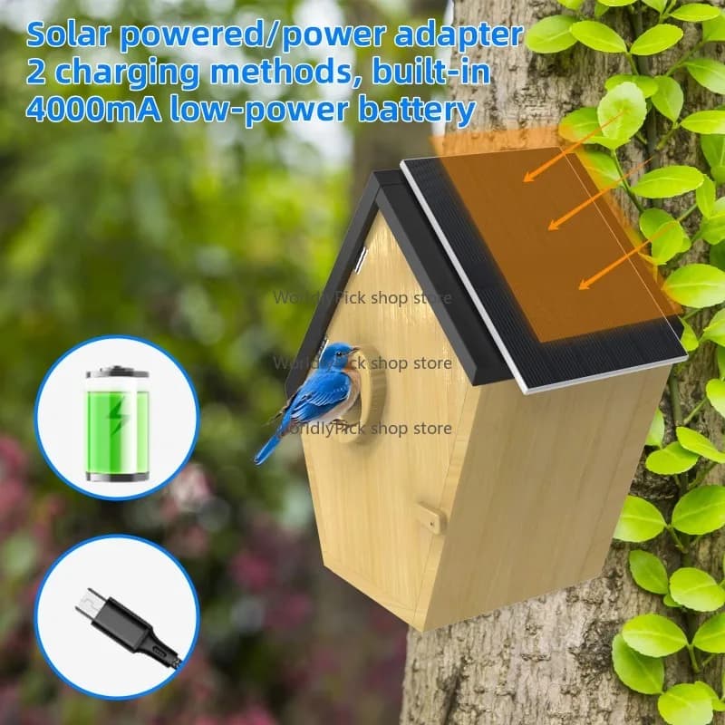 Birdhouse with HD Camera  App Notify Birdhouse with Nest Auto Capture Photo & Video Birdhouse Camera for Wild Bird Lovers