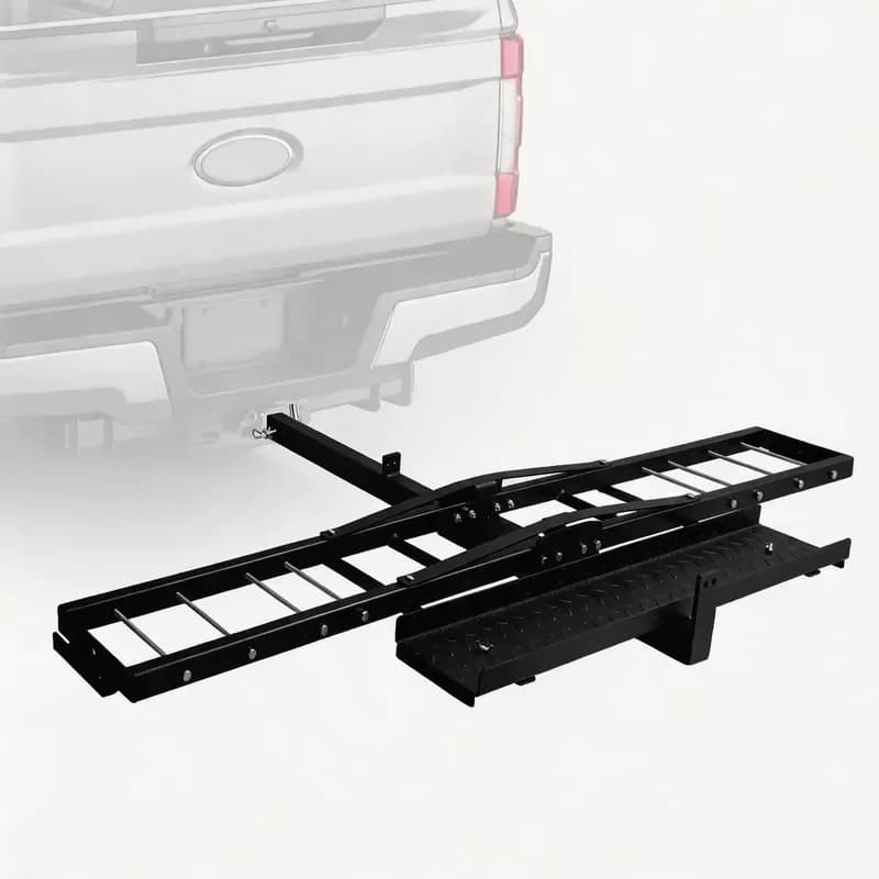 Motorcycle Hauler Rack for 2 Inch Hitch Receiver 500LBS Anti-Slip Double Side Wide Deck Platform Heavy Duty Steel SUV Truck