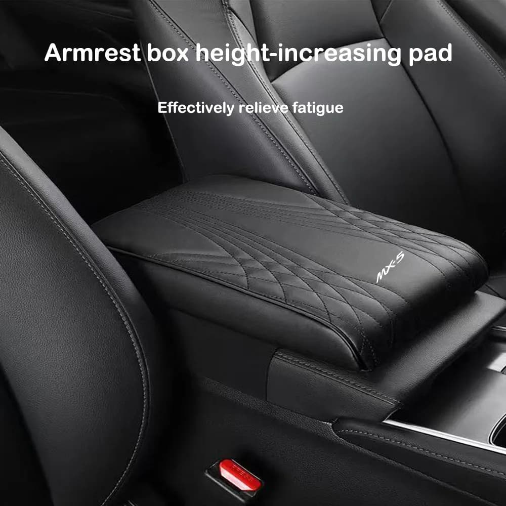 PU Leather Car Armrest Pad Memory Foam Storage Box Vehicle Arm Rest Box Center Console Cover For Mazda Skyactiv MX-30 RX-5 RX-7