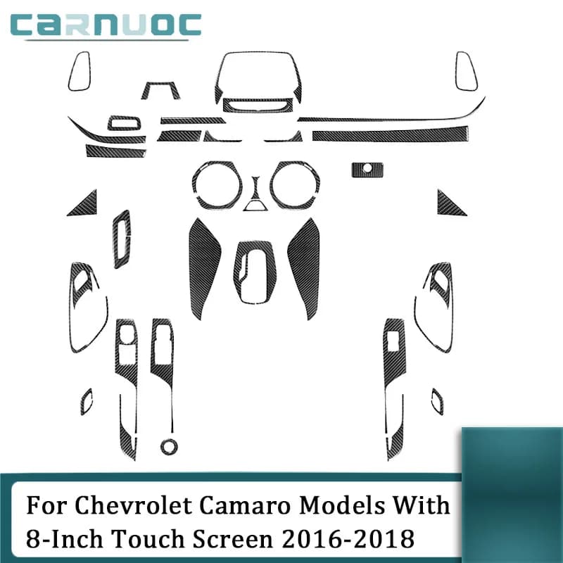 Carbon Fiber Black Stickers For Chevrolet Camaro Models With 8-Inch Touch Screen 2016-2018 Car Interior Decorative Accessories