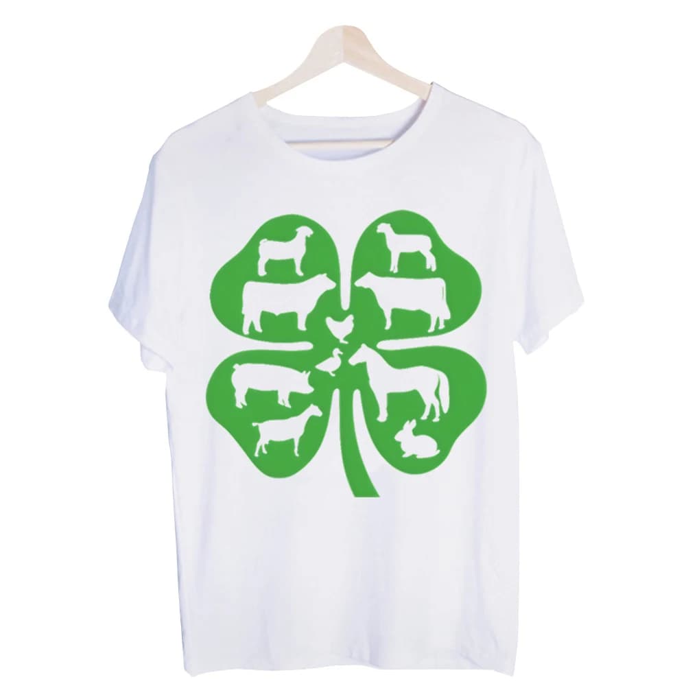 Men's Farm Animal Clover Graphic Tee, Short Sleeve Crew Neck T-Shirt for Casual Daily Wear
