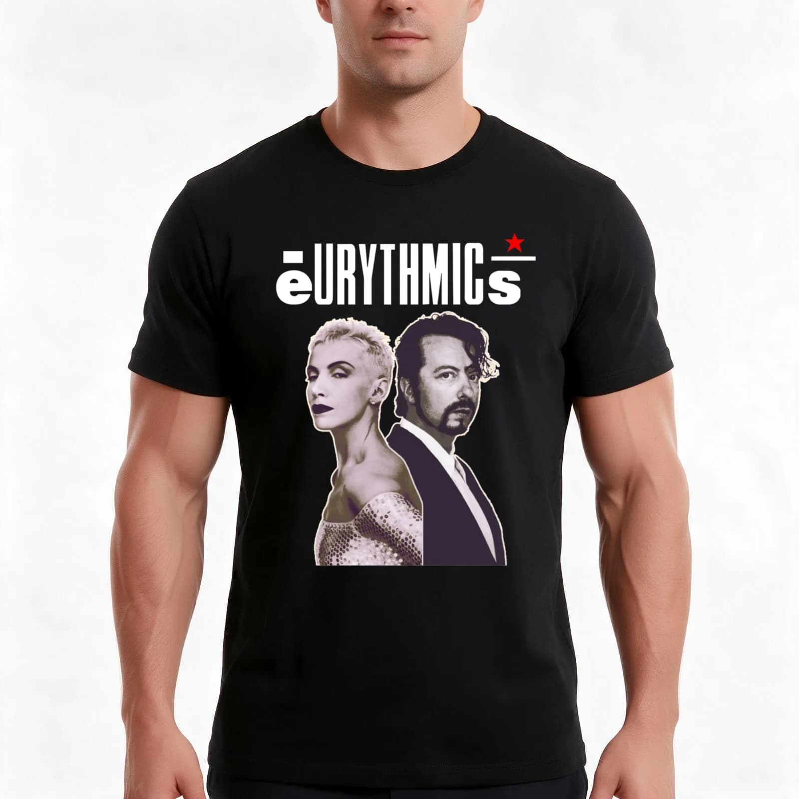 Eurythmics T-Shirt, Summer Casual Cotton Tee, Oversized Streetwear Tops, Vintage Graphic Print, Loose Fit Short Sleeve
