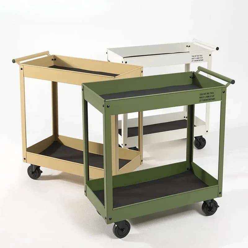 Light luxury two-layer i book green plant household removable storage trolley