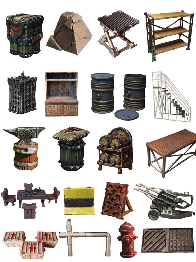 Miniature Box Bucket Flag Guard Tower Supply Box Miniature Model Display Orc Camp Decoration New Diy Miniature Dollhouse