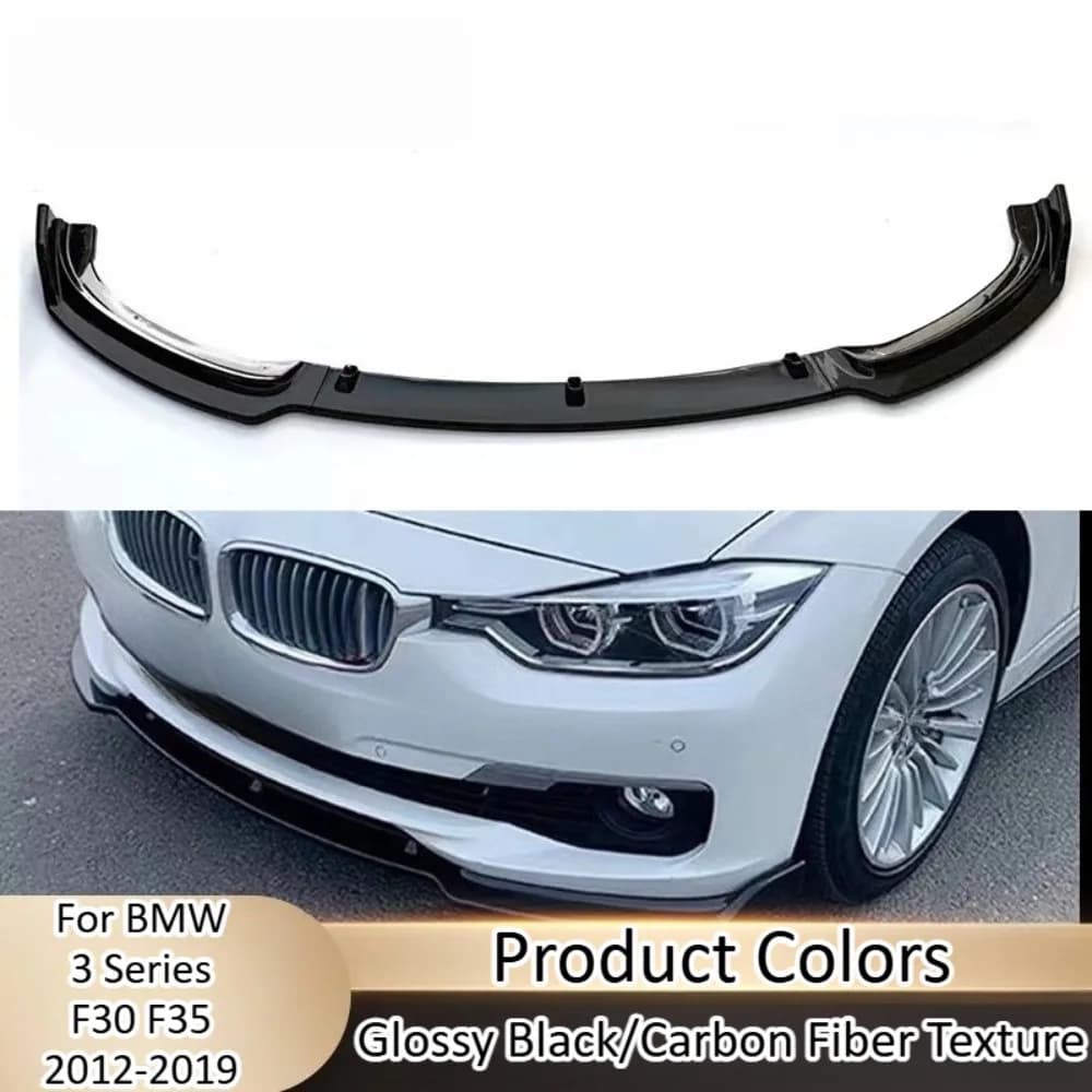 For BMW 3 Series F30 F35 2012-2019 Fashion 3 Pcs Front Lip Carbon Texture Spoiler Small Surround Mod Kits Styling Upgrade Racing