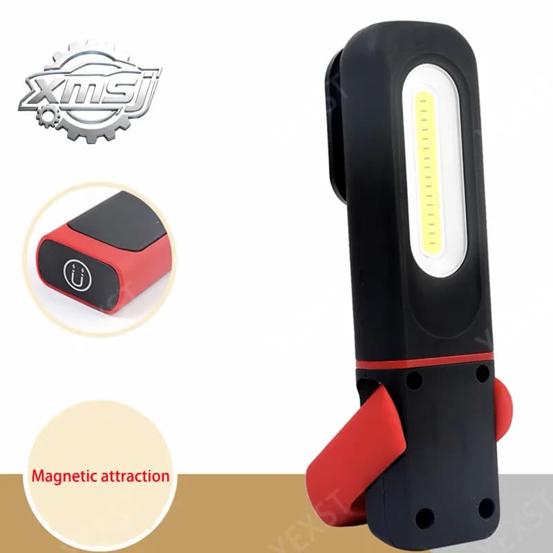 Luz de trabajo LED COB magnética, linterna de carga USB, luz de inspección, linterna práctica, linterna portátil con gancho, Ban
