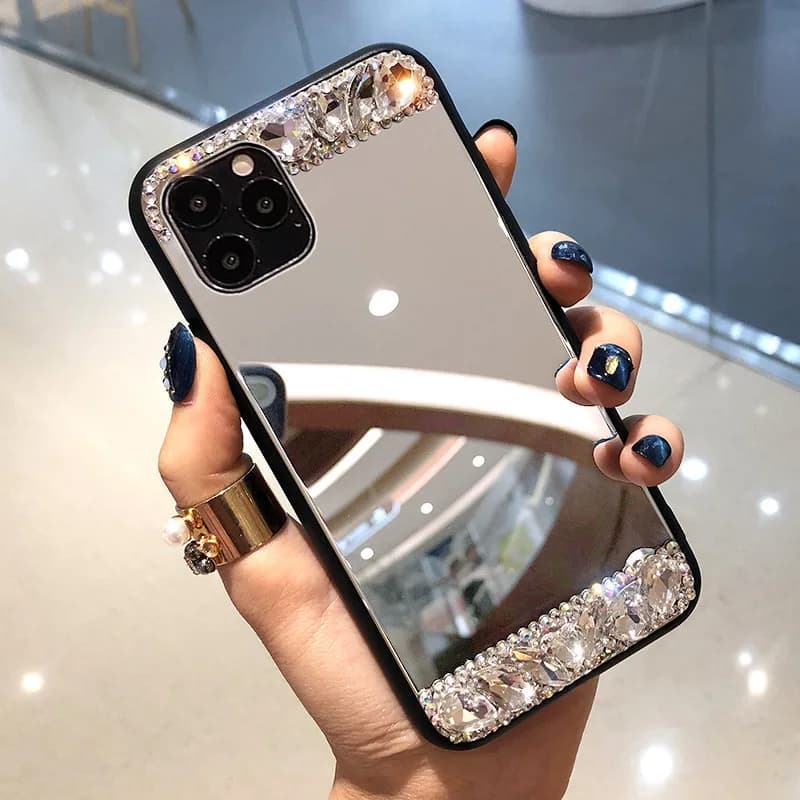 For iPhone 17 Pro Max Case Mirror Diamond Phone Case for iPhone 17 16 15 14 13 12 11 Pro Max Casing Soft Protective Cover