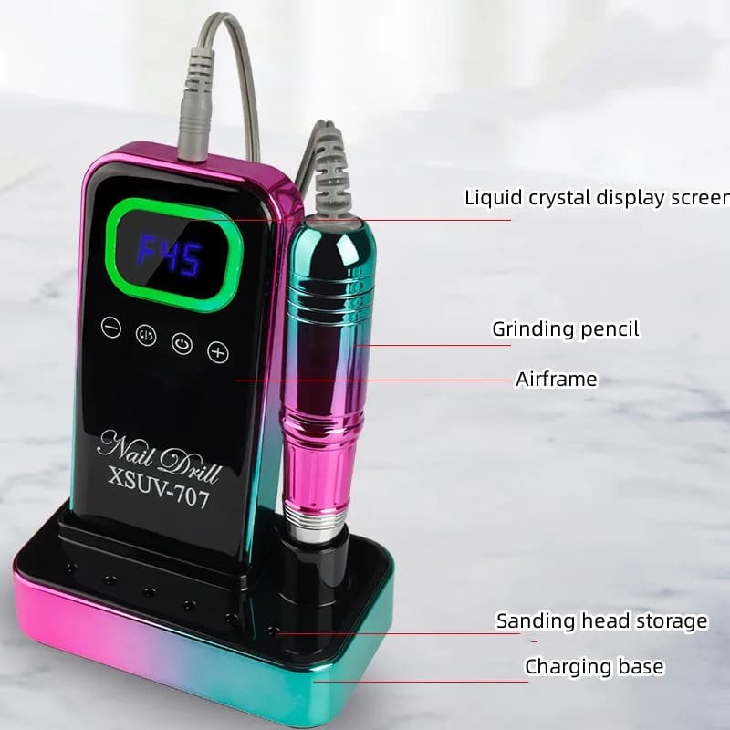 Professional Nail Drill Machine Brushless Motor 45000RPM Portable Wireless Rechargeable Desktop Electric Nail Drill