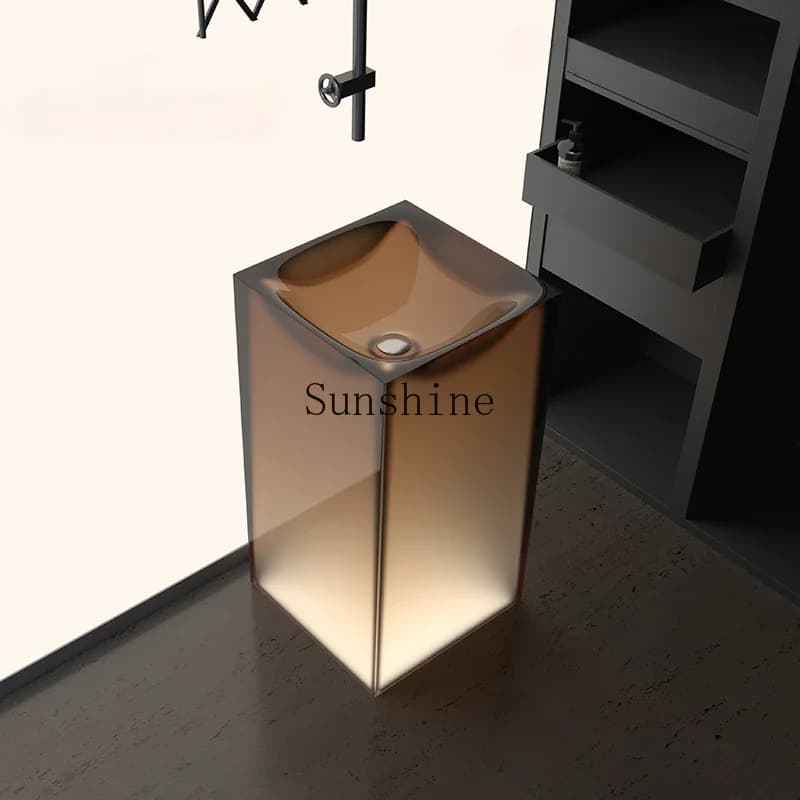 Crystal polymer transparent resin column integrated colorful wash basin hotel style  FT