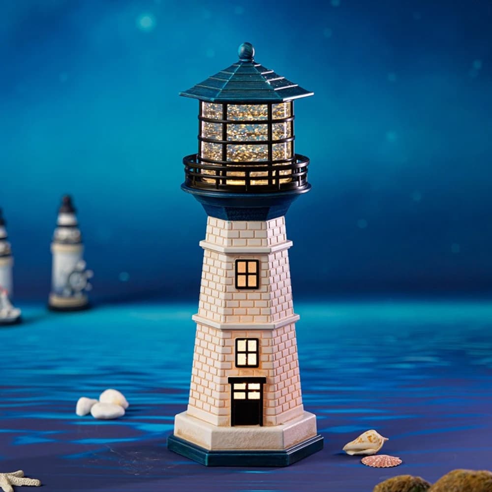 Lighthouse Shape LED Light Garden Fence Yard Outdoor Garden Courtyard Adornment Music Box Crystal Ball Lamp Light Decoration