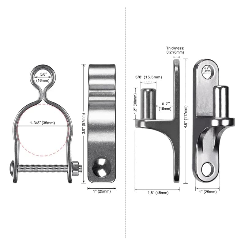 New 2-Packs Walls Mounts Gates Hinges 1-3/8Inchs Farms Gates Hinges, 304 Stainless Steels Tubes Gates Hinges, Fences Hinges