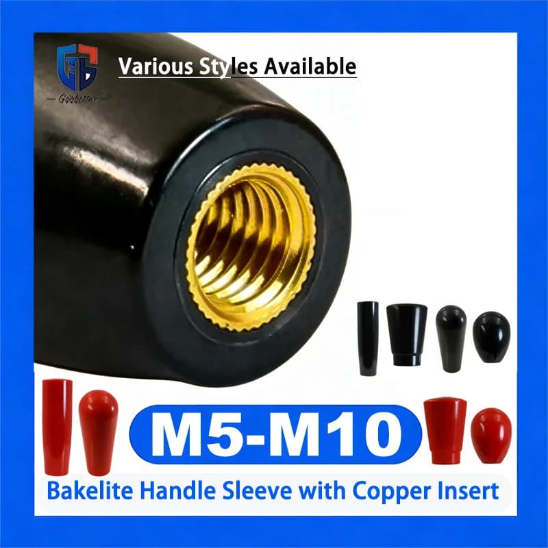 M5 M6 M8 M10 M12 Taper Bakelite Handle Sleeve Oval Cone Shape Operating Lever Fixed Grip Black Red Copper Female Thread Handle