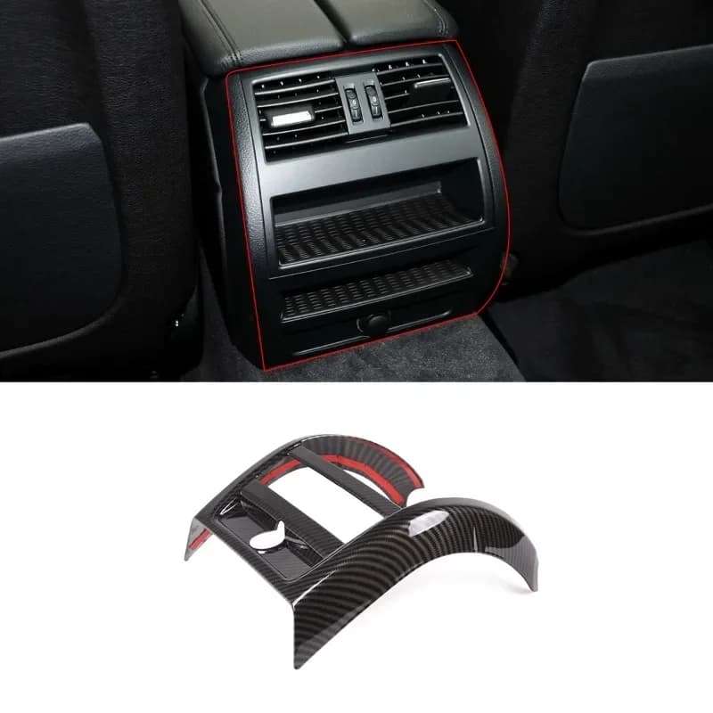 For BMW 5 Series F10 2011-2017 ABS Carbon Fiber Car Rear Air Conditioner Anti-kick Panel Cover Trim Stickers Car Accessories