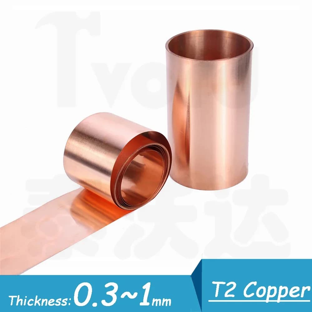 0.3~1mm T2 Copper Belt Pure Red Copper Ultra-thin Copper Foil Copper Sheet Roll Thick Plate Grounding Conductive Heat Sink