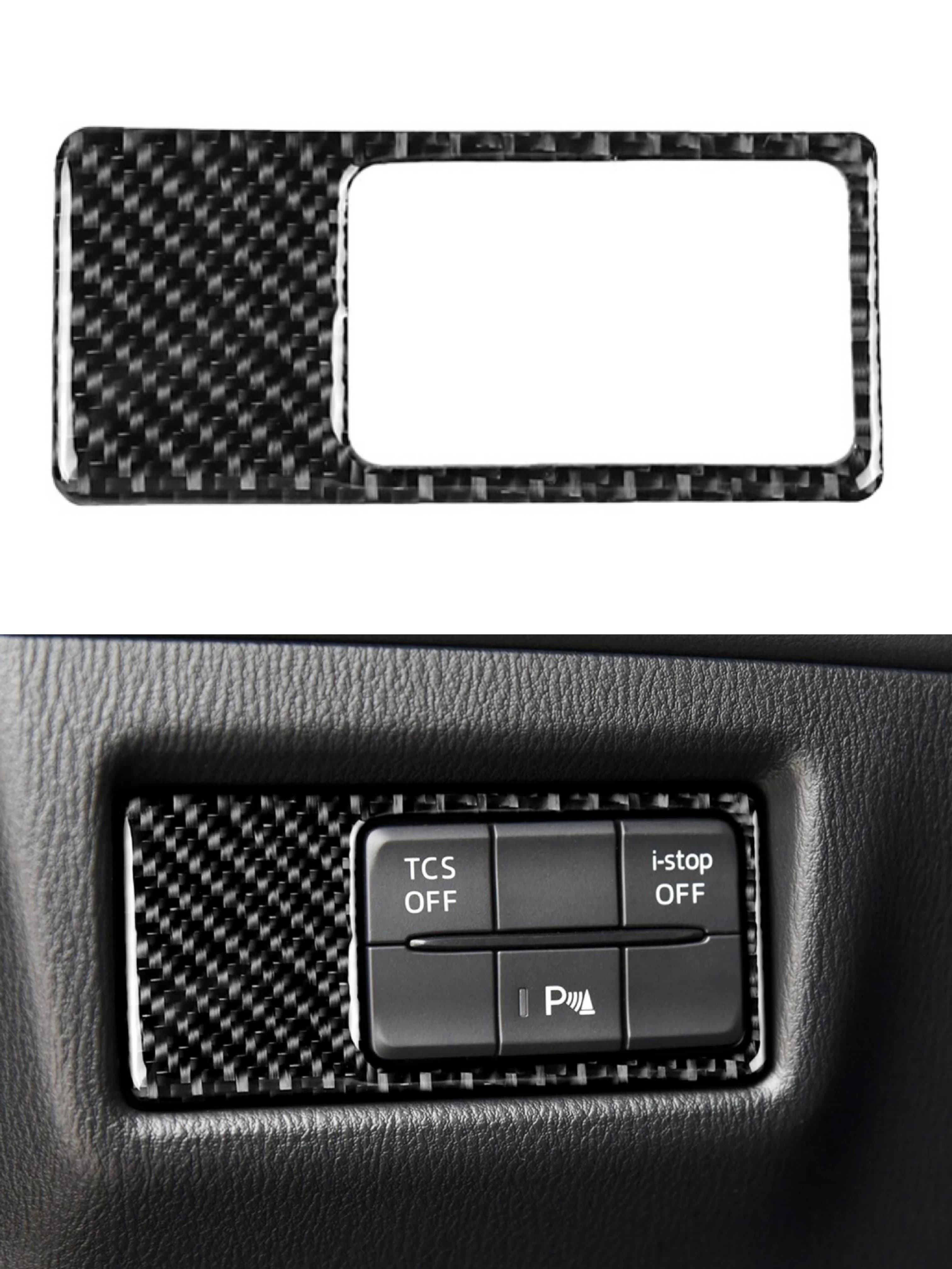 Car Headlight Head Lamp Switch Button Cover    Carbon Fiber  For Mazda 3 Axela BM BN 2017 2018 LHD  Styling Decoration TrimABS