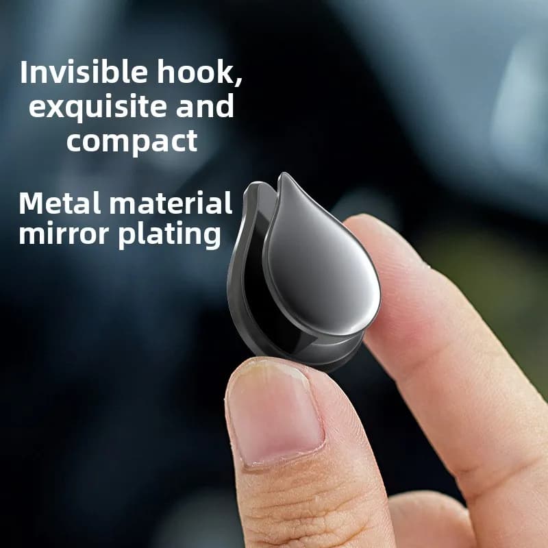 Metal Water Drop Invisible Car Hook Mirror Plating Self Adhesive Mini Hanger Universal Car Interior Storage Organizer Accessorie