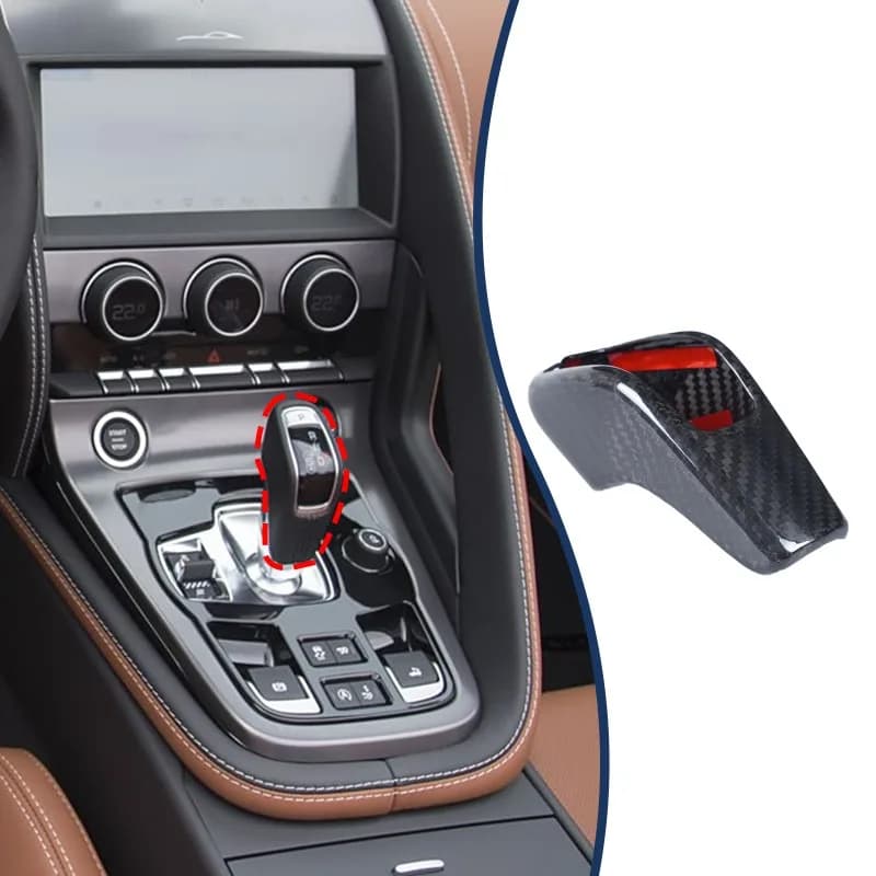Real Carbon Fiber For 2013+ Jaguar F-TYPE  Center Console Gear Knob Cover  Protective Sleeve  Car Interior  Accessories