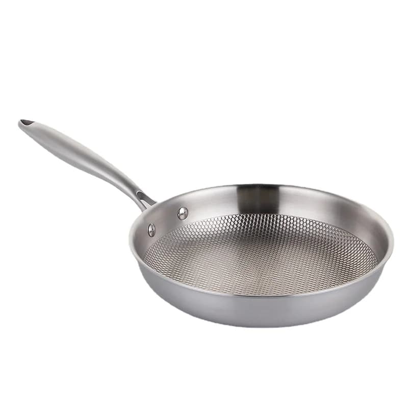 Classic eco-friendly stainless steel non-stick frying pan with glass lid for wok