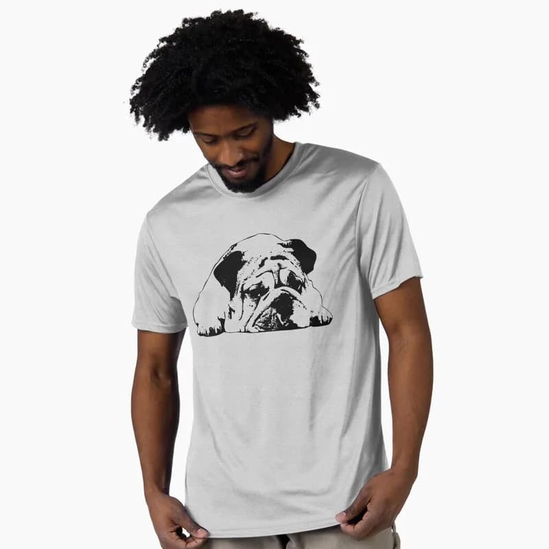 Black and White Minimalistic Abstract Art Bulldog Graphic T-shirt Unisex Short Sleeve Tee Funny Gift for Dog Lovers & Pet Owner