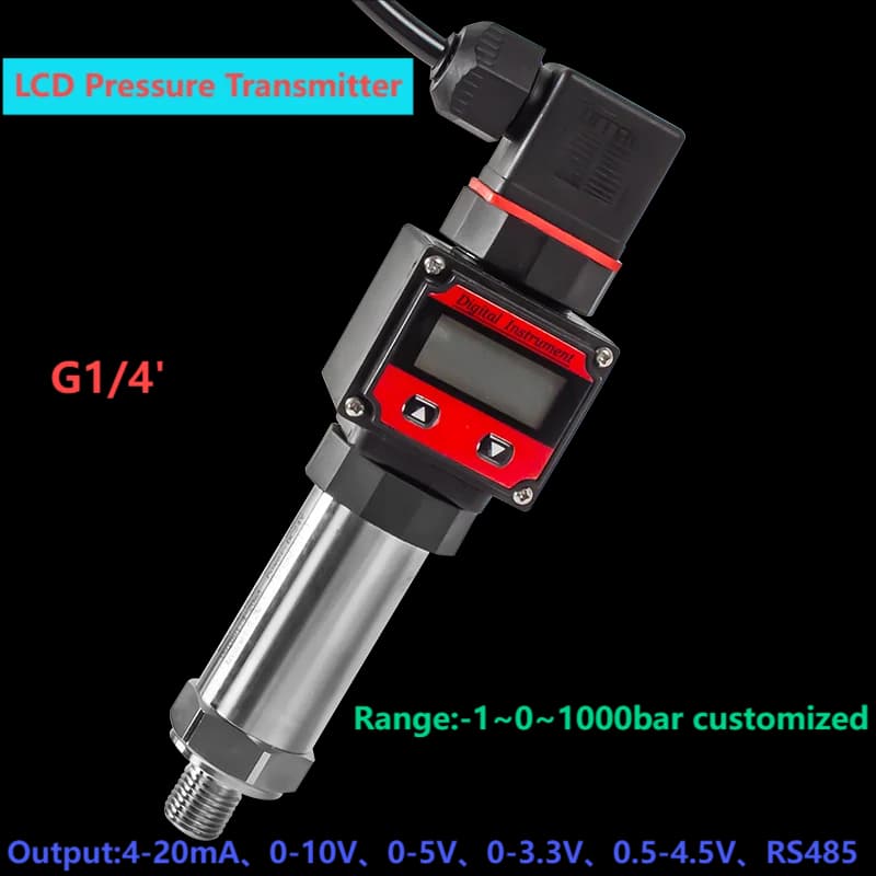 G1/4 Digital Pressure Transmitter -1-1bar 20bar 30bar 50bar 100bar Pressure Gauge Digital Display 1-5V 4-20mA 0-10V 0-5V RS485