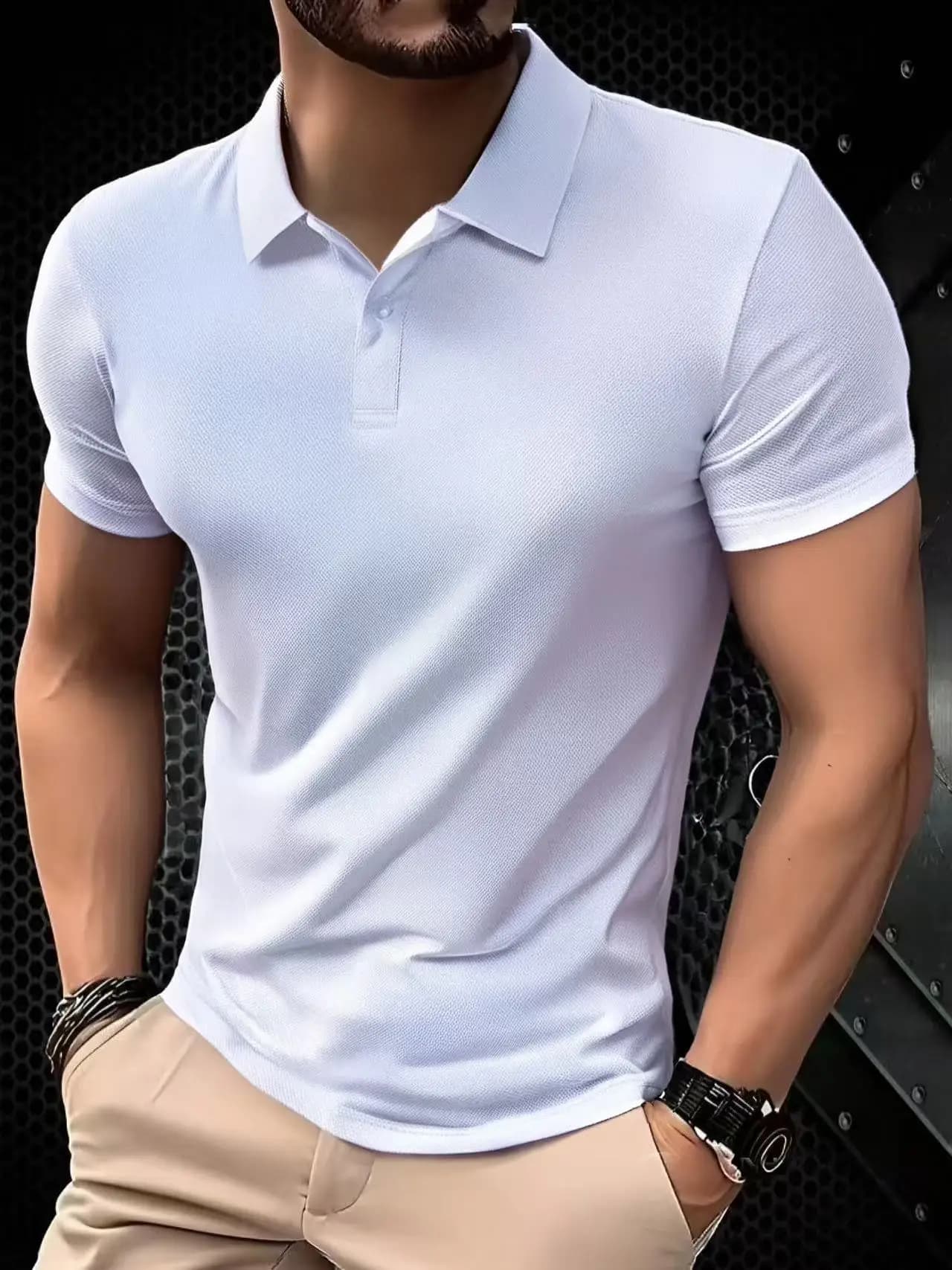 2026 Solid color polo shirt ultra-light men's quick-drying breathable sweat-wicking shirt suitable for fitness gym and running
