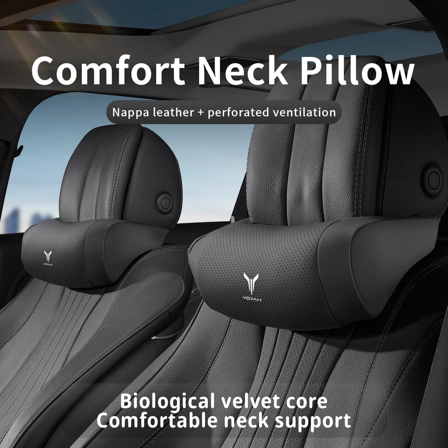Car Headrest Leather Neck Support Seat Breathable Soft Neck Pillowor For Dongfeng VOYAH FREE Dreamer PHEV Ultra-thin Accessories