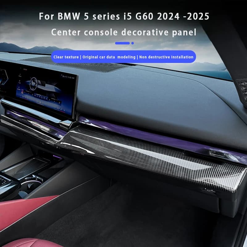 For BMW 5 series i5 G60 2024 -2025 LHD ABS Carbon Fiber Center Center Console Trim Panel Cover Frame Moding Interior Accessories