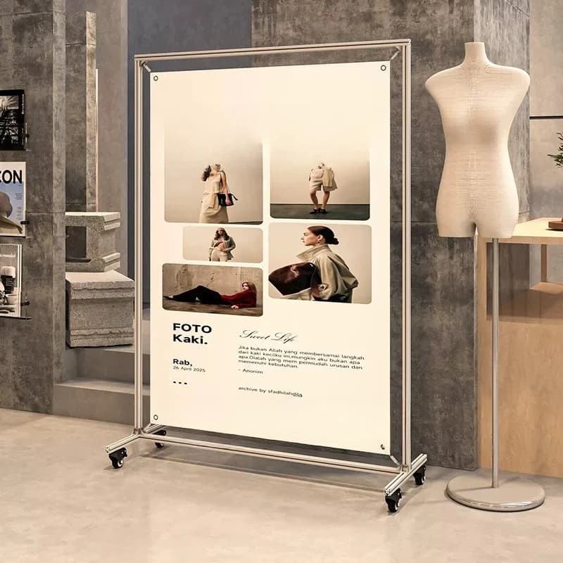 Buyer's store floor-to-ceiling aluminum profile movable display rack, simple clothing store advertising cloth display rack