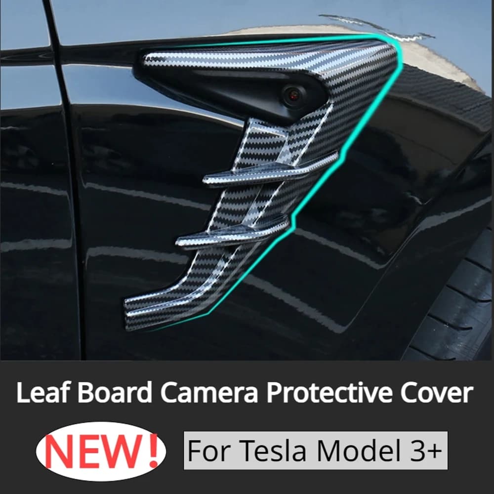 Side Camera Cover For Tesla Model 3 Highland 2024 Leaf Board Camera Protective Cover Thunder Side Sign New For Model 3+