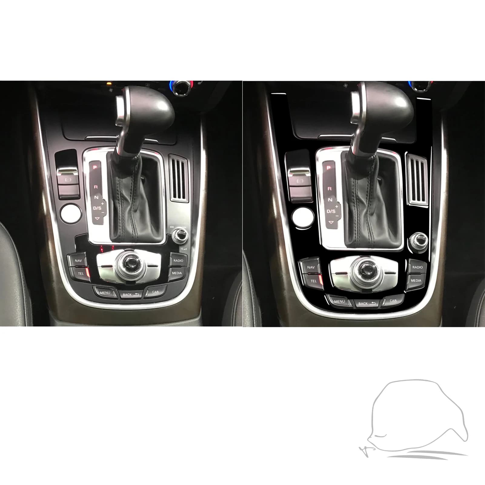For Audi Q5 SQ5 8R 2010-2018 A4 S4 B8 A5 S5 2009-2016 Piano Black Center Console Gear Shift Panel Trim Strips Car Sticker