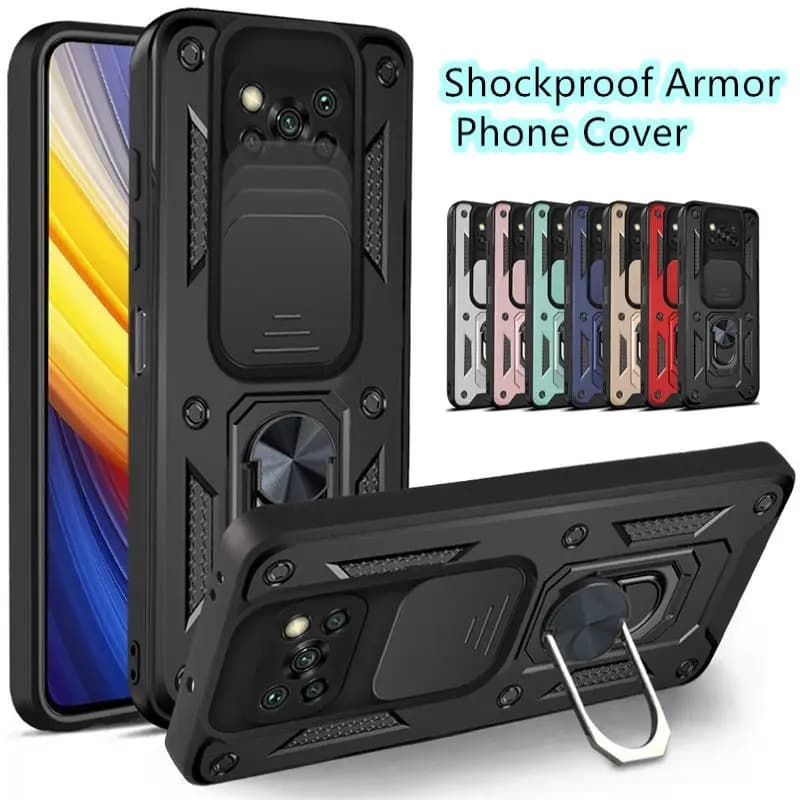 Camera Shockproof Armor Case For Xiaomi Mi Poco X3 Pro X5 X4 Pro Redmi Note 12 11 Pro 11S Car Magnetic Holder Ring Protect Cover