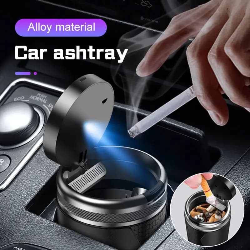 Car Ashtray one click open lid,For Volvo Polestar 3 4 Polestar 1 2 2026 Cigarette Ash Holds Cup LED Light Automotive Ashtray