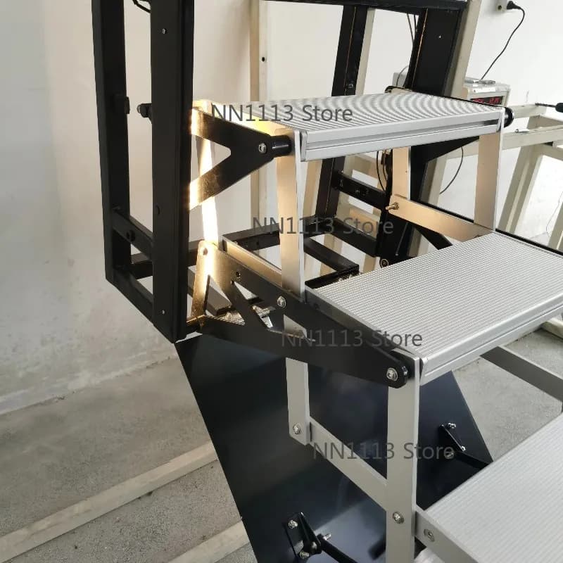 RV Step with LED Light 4-Steps Stainless Steel Folding Manual Electric Caravan Accessories Stairs