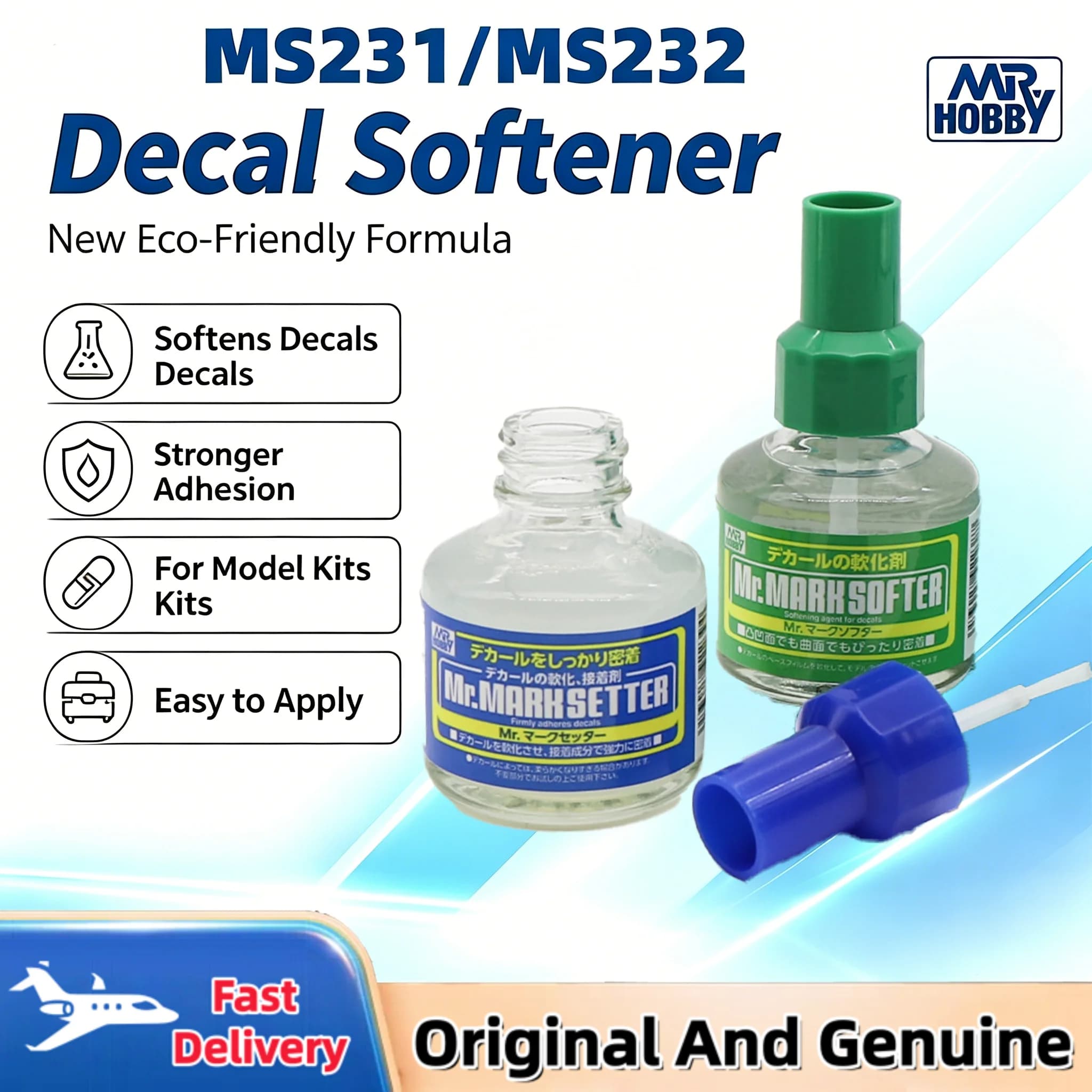 Mr.Hobby MS231 MS232 40ML Decal Setter Softer Set Professional Model Kit Solution for Gundam Military Model Making