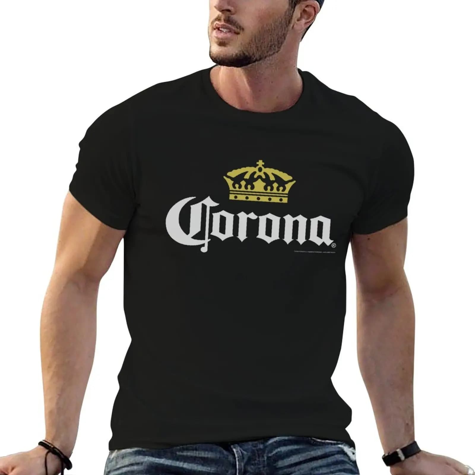 Corona Logo Multi color T-Shirt funny shirt cotton tshirts personalised men tshirt
