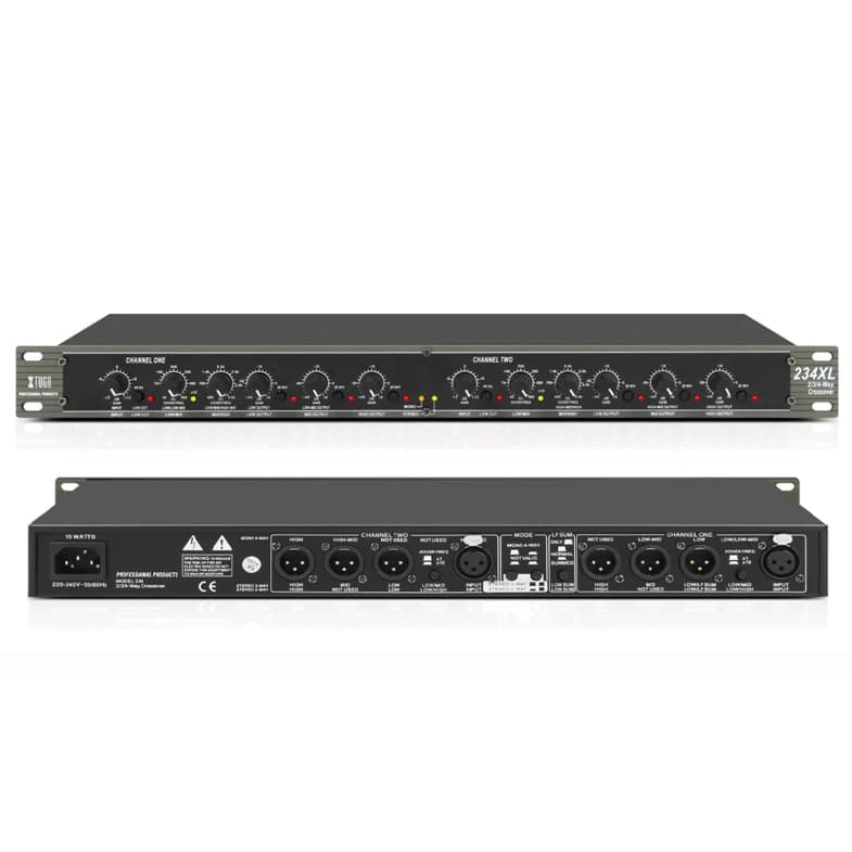 XTUGA 234XL Professional 2/3 Way Stereo/ 4 Way Mono Crossover with XLR Input and Output Stereo    o Sound Processing Crossover